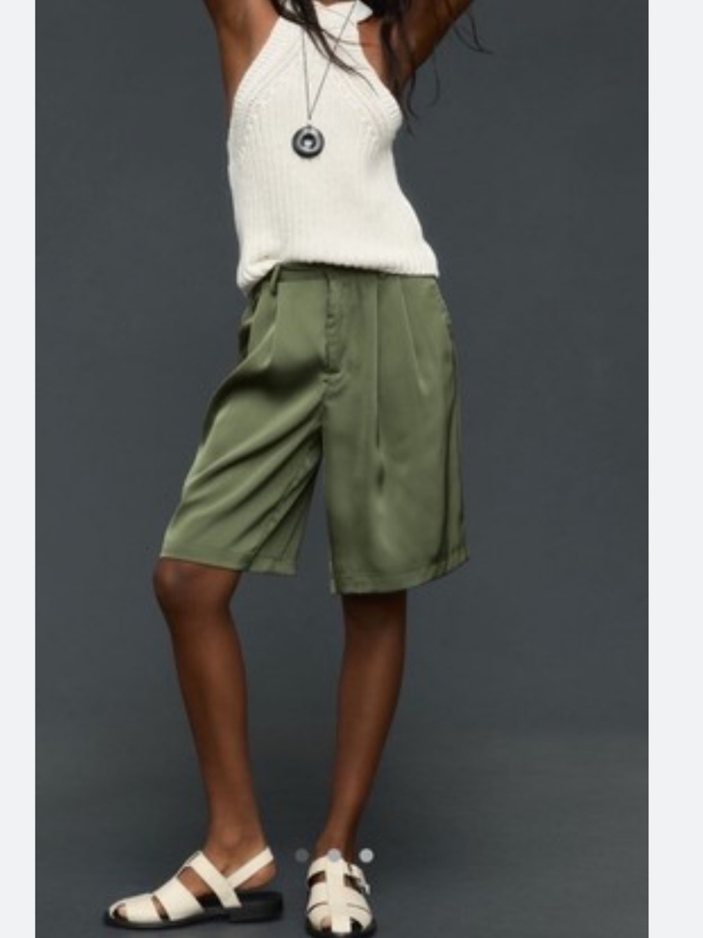 NWT Anthropologie green Bermuda shorts, size M
